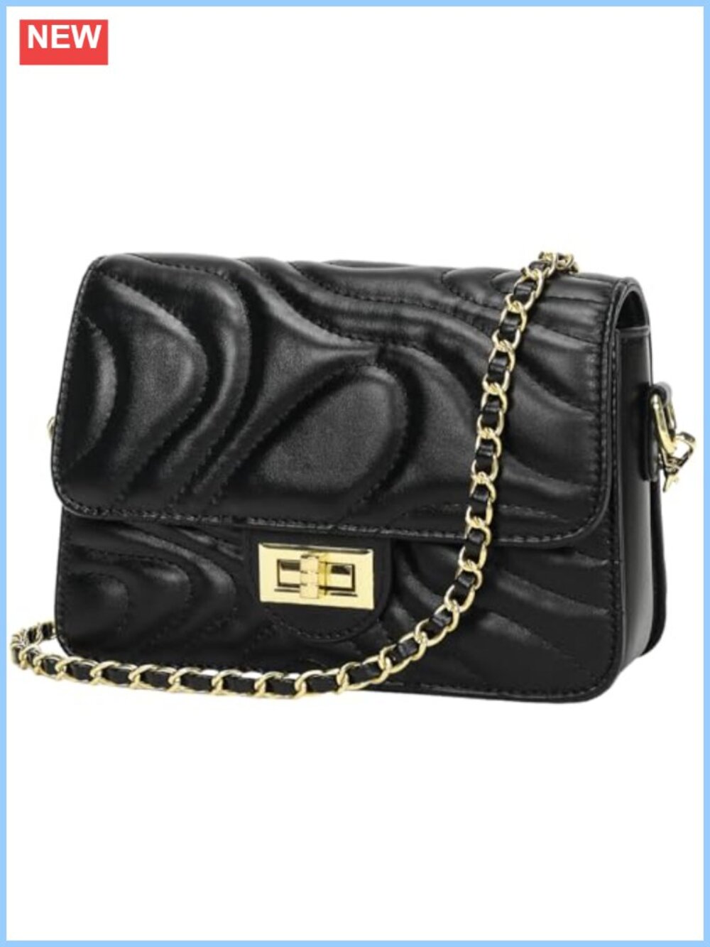Small Quilted Crossbody Purse Faux Leather Chain Strap Shoulder Bag